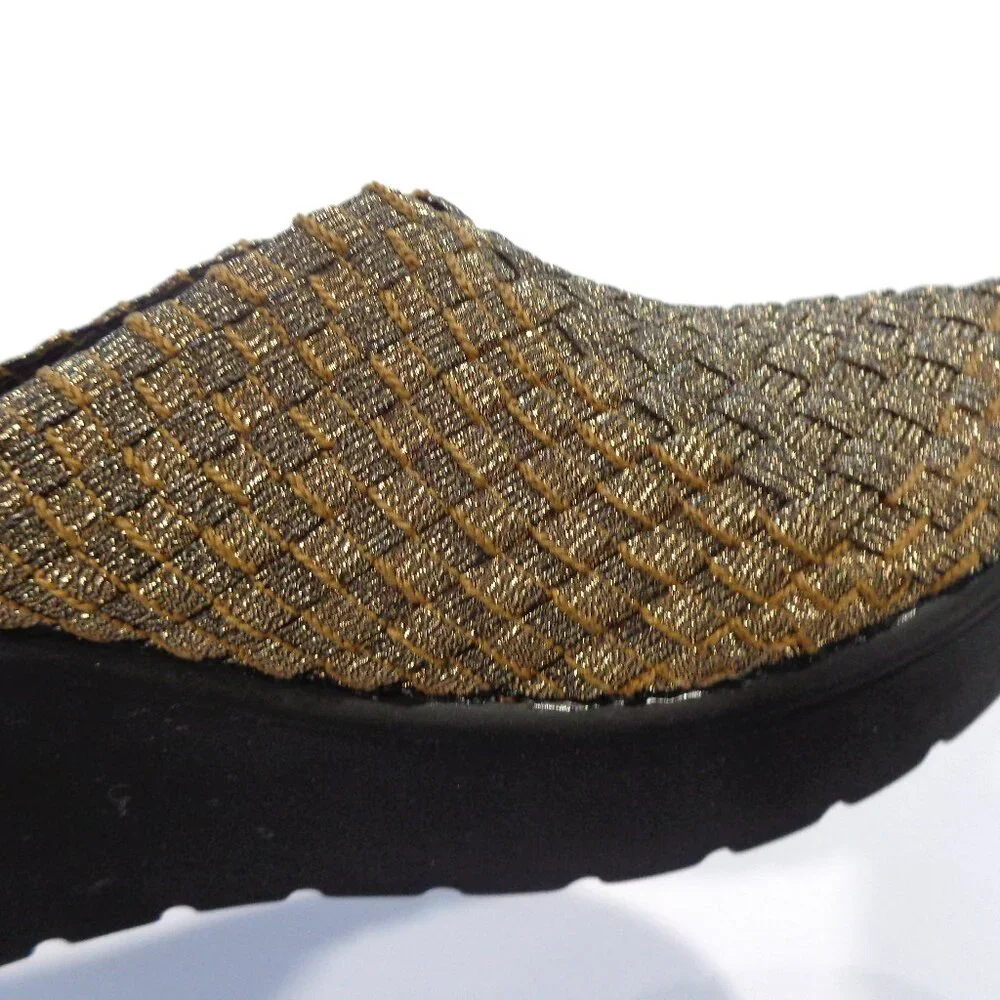 Steven by Steve Madden Women's Bronze Gold Glitter-metallic Woven Wedge  Sz‎ 8.5